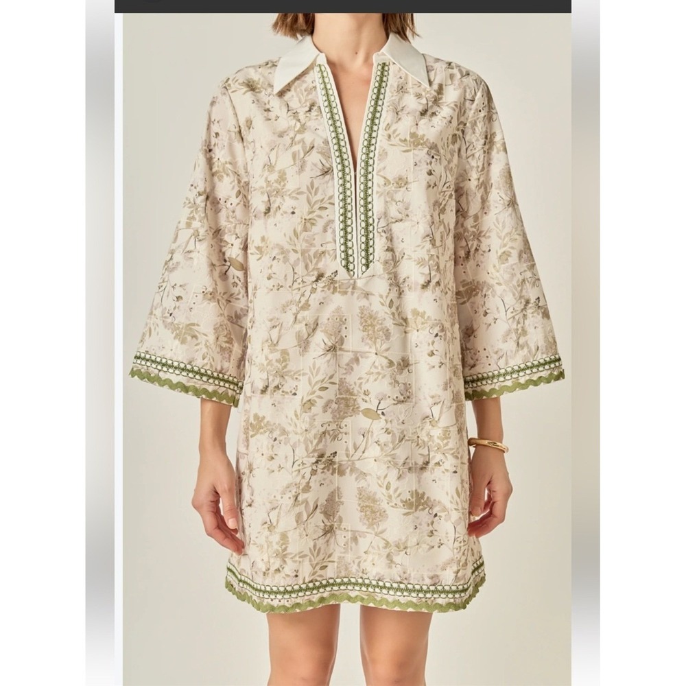 English Factory Embroidered Floral Mini Dress Sz L
